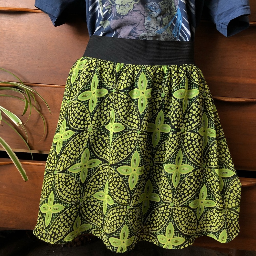 Lime Batik Print Circle Skirt